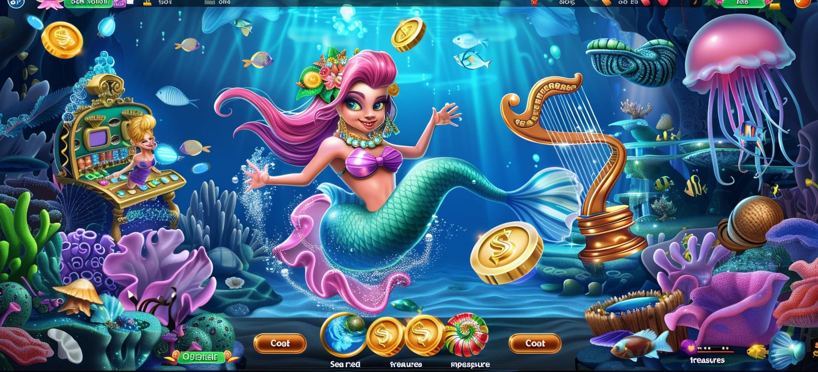 Caça-níqueis de sereia online com tesouros do mar no 777fun cassino